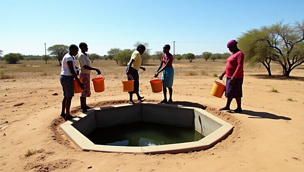 Flux_Dev_A_community_cistern_in_a_rural_area_with_residents_fi_2