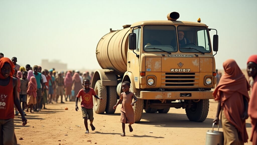 Flux_Dev_A_dusty_sunbleached_water_truck_with_faded_paint_and__2